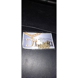 Diamonds International Di Charm Bracelet Gold Toned Chain Caribbean Vintage 7.5"